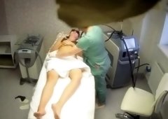 Spy camera captures laser hair removal session on teen pussy