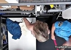 Busty Milf Thief Gags on Cock for Freedom