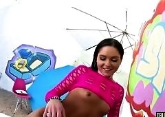Brunette Gets Oiled for Big Cock Anal Deep Throat