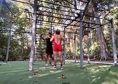 LunaBigBooty Dominates Pulldowns in Outdoor Yoga Full-Body Workout