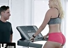Big-Ass Blonde Vanessa Cage as Seductive Married Man Lures Hunky Trainer Brad Knight for Steamy Gym