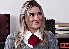 Blonde Students Inappropriate Blowjob Triggers Creampie