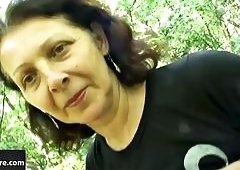 Bushy Brunette Franca Takes Lesbian Public Pounding In Woods