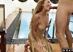 Redhead Babe with Big Tits Takes Deep Throat and Anal