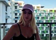 Beautiful Blonde Gym Fitness Model Flaunts Try-On Haul for Sheer Dress Short Skirts and