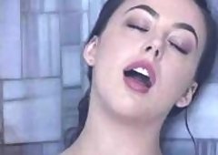 BIG TITS BRUNETTE FUCKS YOUNG PUSSY IN SHOWER