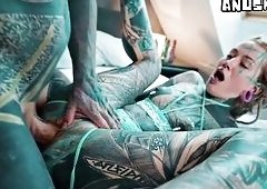 Tattooed Studs Big Cock Pounds Anuskatzz Into Anal Cum Blast